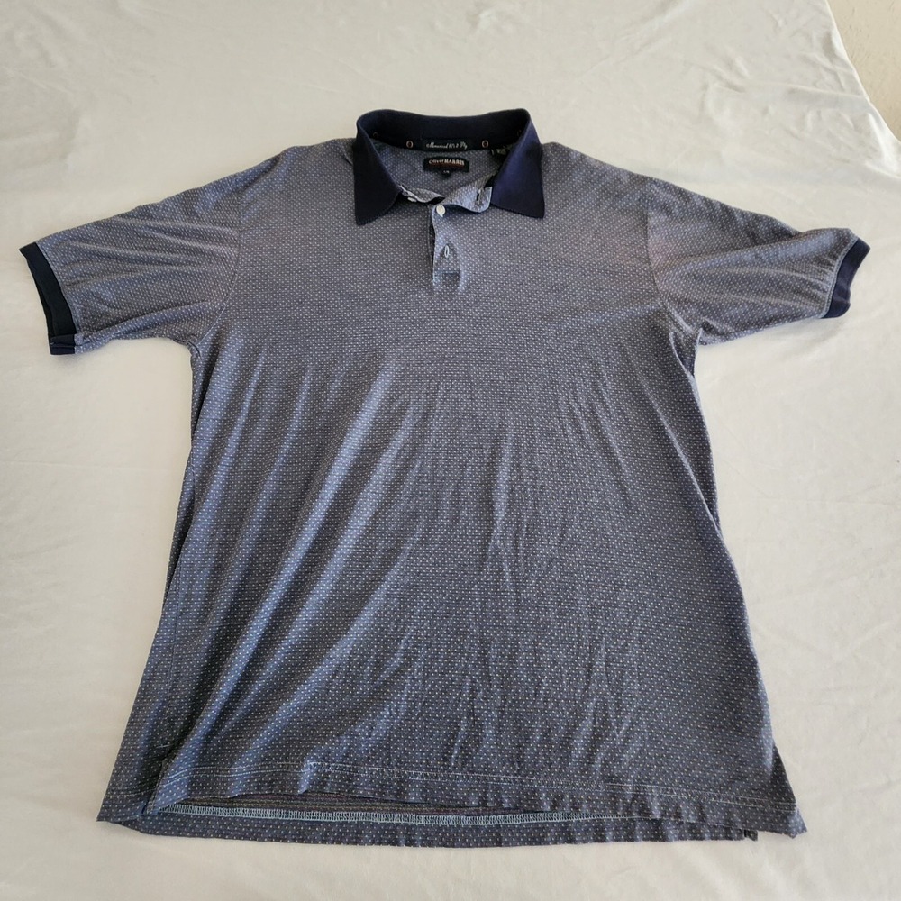 Oliver Harris Blue Short Sleeve Cotton Polo Shirt Men's L